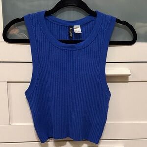 Divided Royal Blue Ribbed Tank